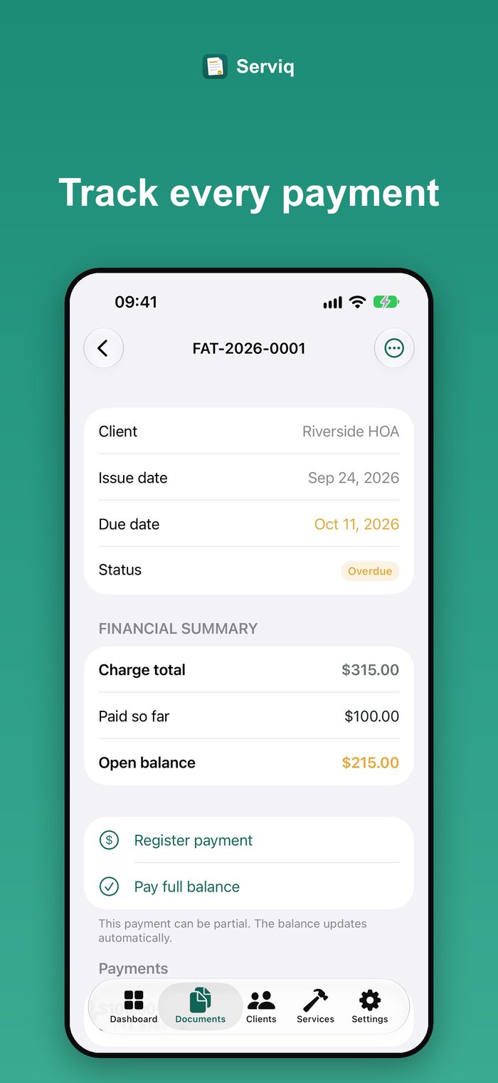 Invoice with payment record