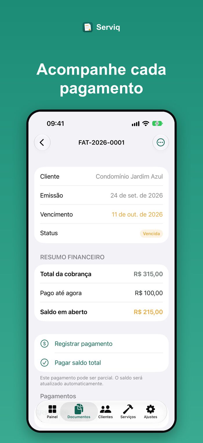 Cobrança com registro de pagamento