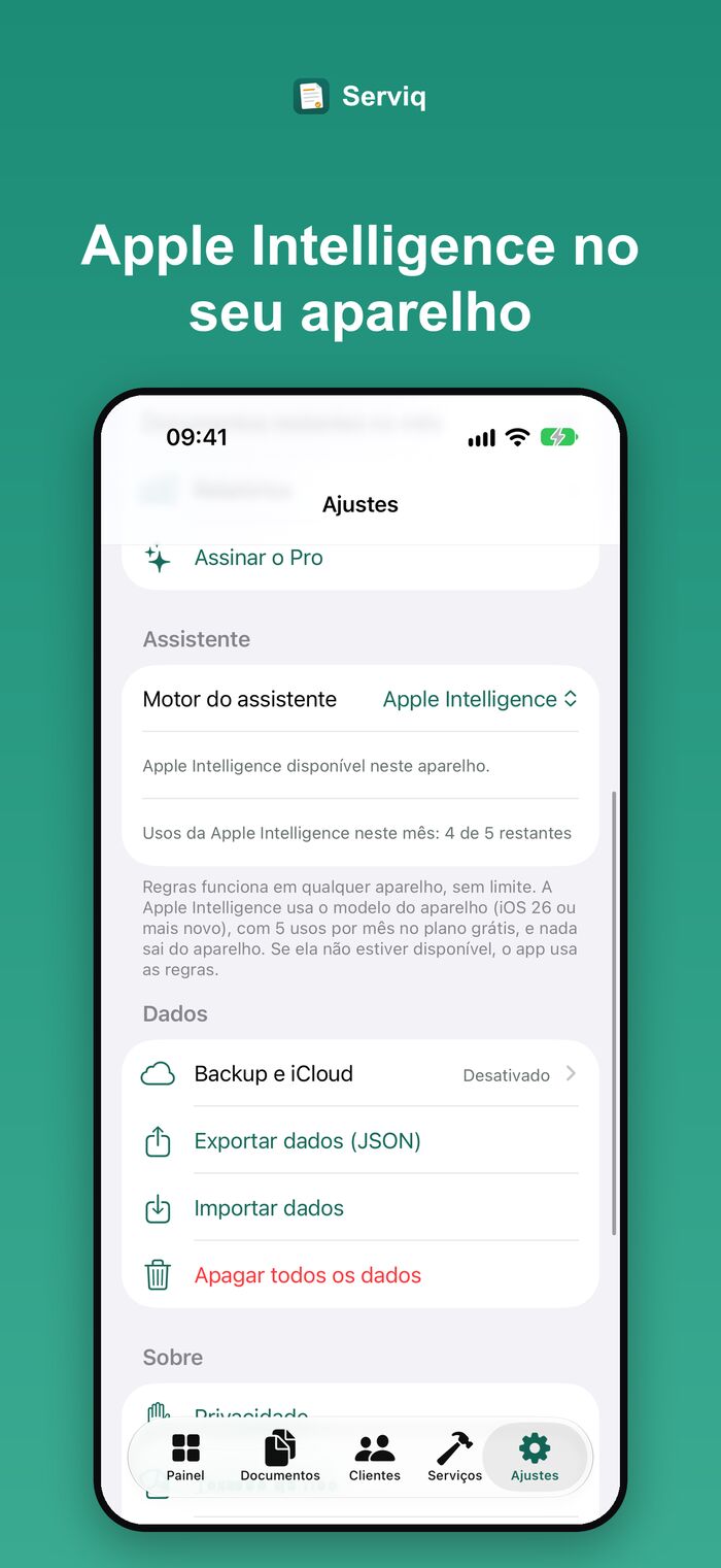 Ajustes do assistente